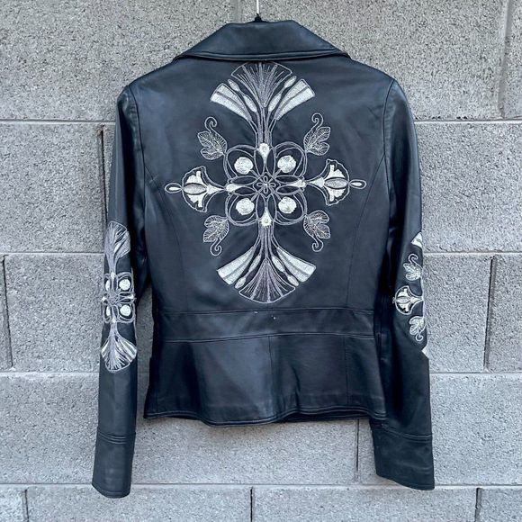 Sheri Bodell Jackets & Blazers - Sheri Bodell Embroidered Black Leather Jacket